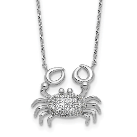 Cheryl M Sterling Silver Rhodium-plated Polished CZ Crab Necklace QCM1764-18