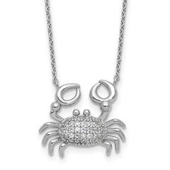 Cheryl M Sterling Silver Rhodium-plated Polished CZ Crab Necklace QCM1764-18
