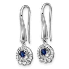QCM1768 Cheryl M Sterling Silver Rhodium-plated Polished Blue Glass and CZ Circles Dangle Earrings