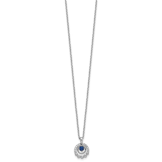 Cheryl M Sterling Silver Rhodium-plated Polished Blue Glass and CZ Circles with 2 Inch Extension Necklace QCM1769-18