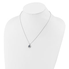 Cheryl M Sterling Silver Rhodium-plated Polished Blue Glass and CZ Circles with 2 Inch Extension Necklace QCM1769-18