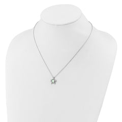 Cheryl M Sterling Silver Rhodium-plated Polished Lab Created Opal and CZ Turtle Necklace QCM1770-18