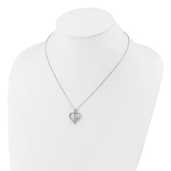 Cheryl M Sterling Silver Rhodium-plated Polished CZ Mom Heart with 2 Inch Extension Necklace QCM1771-18