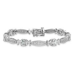 Cheryl M Sterling Silver Rhodium-plated Polished CZ Mom with Safety Clasp Bracelet QCM1776-7.5