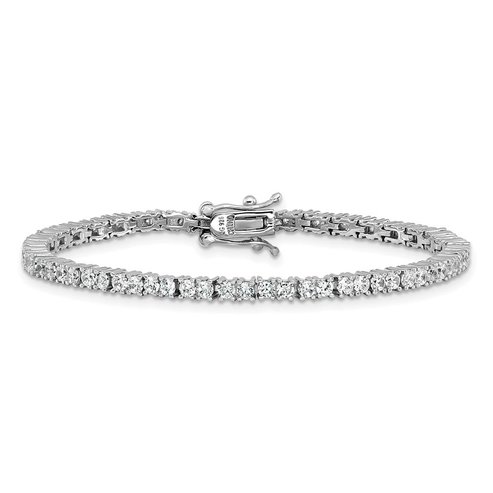 Cheryl M Sterling Silver Rhodium-plated Polished CZ with Safety Clasp Tennis Bracelet QCM1778-6.75
