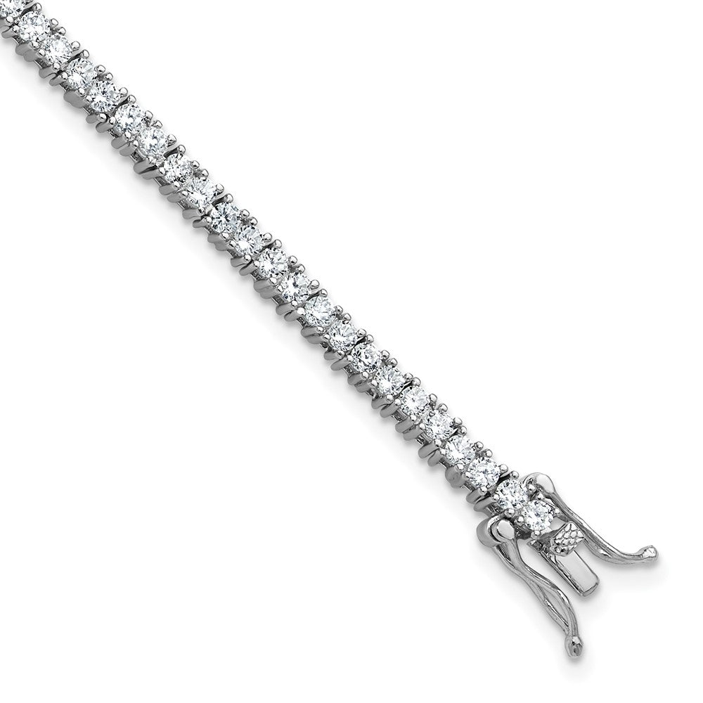 Cheryl M Sterling Silver Rhodium-plated Polished CZ with Safety Clasp Tennis Bracelet QCM1778-6.75