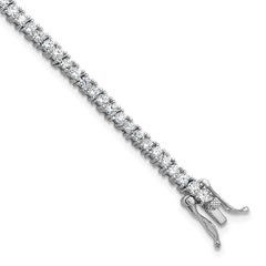 Cheryl M Sterling Silver Rhodium-plated Polished CZ with Safety Clasp Tennis Bracelet QCM1778-6.75