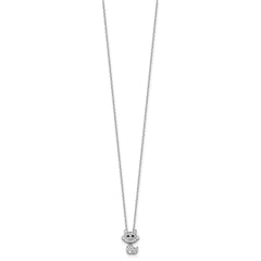Cheryl M Sterling Silver Rhodium-plated Polished Black and White CZ Cat Necklace QCM1781-18