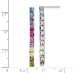 QCM1786 Cheryl M Sterling Silver Rhodium-plated Polished Multicolor CZ Post Dangle Earrings