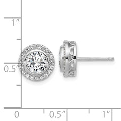 QCM1787 Cheryl M Sterling Silver Rhodium-plated Polished CZ Halo Post Earrings