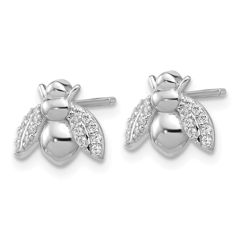 QCM1789 Cheryl M Sterling Silver Rhodium-plated Polished CZ Bee Post Earrings