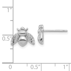 QCM1789 Cheryl M Sterling Silver Rhodium-plated Polished CZ Bee Post Earrings