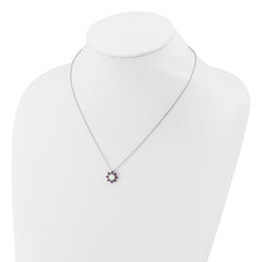 Cheryl M Sterling Silver Rhodium-plated Polished Created Opal and Pink Crystal Flower Necklace QCM1791-18
