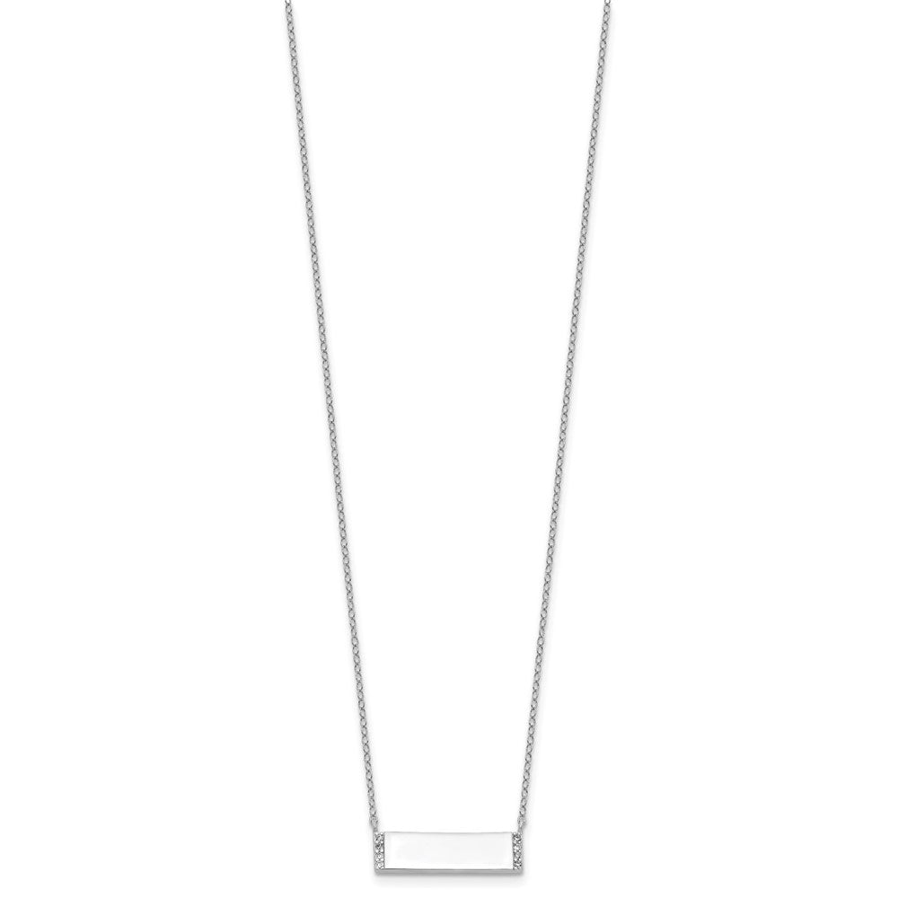 Cheryl M Sterling Silver Rhodium-plated Polished CZ Bar Necklace QCM1792-18