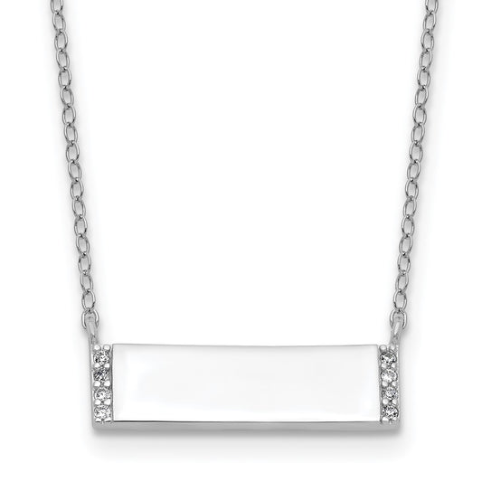 Cheryl M Sterling Silver Rhodium-plated Polished CZ Bar Necklace QCM1792-18