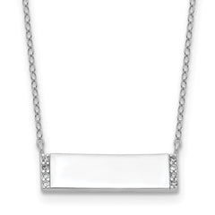 Cheryl M Sterling Silver Rhodium-plated Polished CZ Bar Necklace QCM1792-18