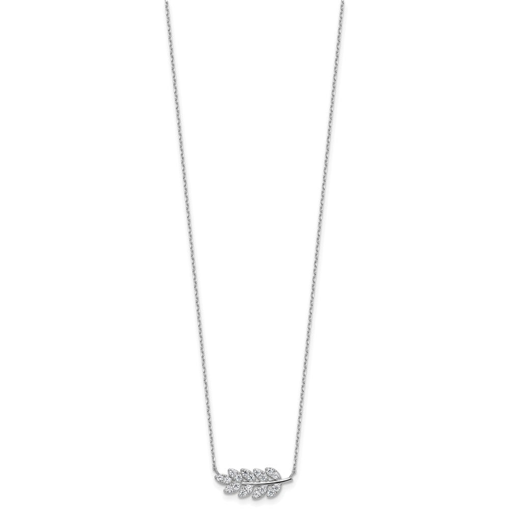 Cheryl M Sterling Silver Rhodium-plated Polished CZ Leaf Necklace QCM1793-18