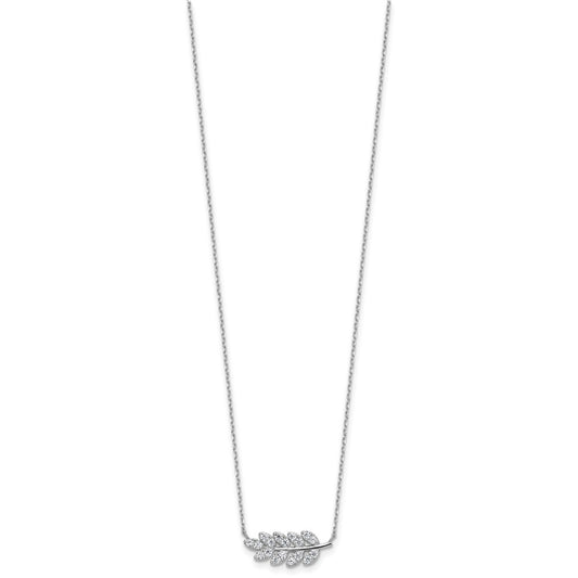 Cheryl M Sterling Silver Rhodium-plated Polished CZ Leaf Necklace QCM1793-18