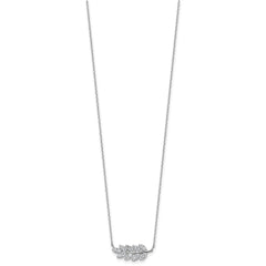 Cheryl M Sterling Silver Rhodium-plated Polished CZ Leaf Necklace QCM1793-18