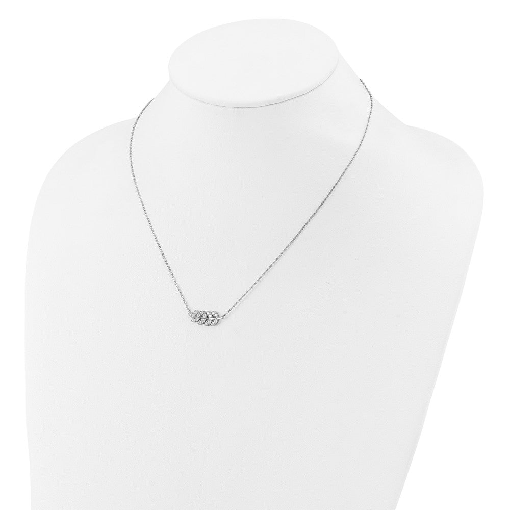 Cheryl M Sterling Silver Rhodium-plated Polished CZ Leaf Necklace QCM1793-18