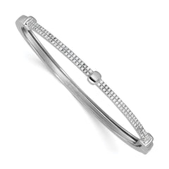 Cheryl M Sterling Silver Rhodium-plated Polished CZ Hinged Bangle QCM1798