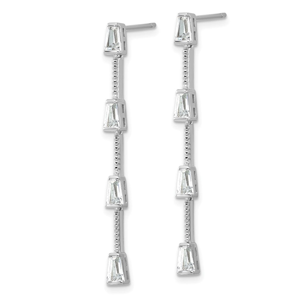 QCM1799 Cheryl M Sterling Silver Rhodium-plated Polished and Beaded CZ Post Dangle Earrings