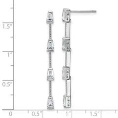 QCM1799 Cheryl M Sterling Silver Rhodium-plated Polished and Beaded CZ Post Dangle Earrings