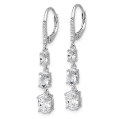 QCM1800 Cheryl M Sterling Silver Rhodium-plated Polished Triple Oval CZ Leverback Dangle Earrings