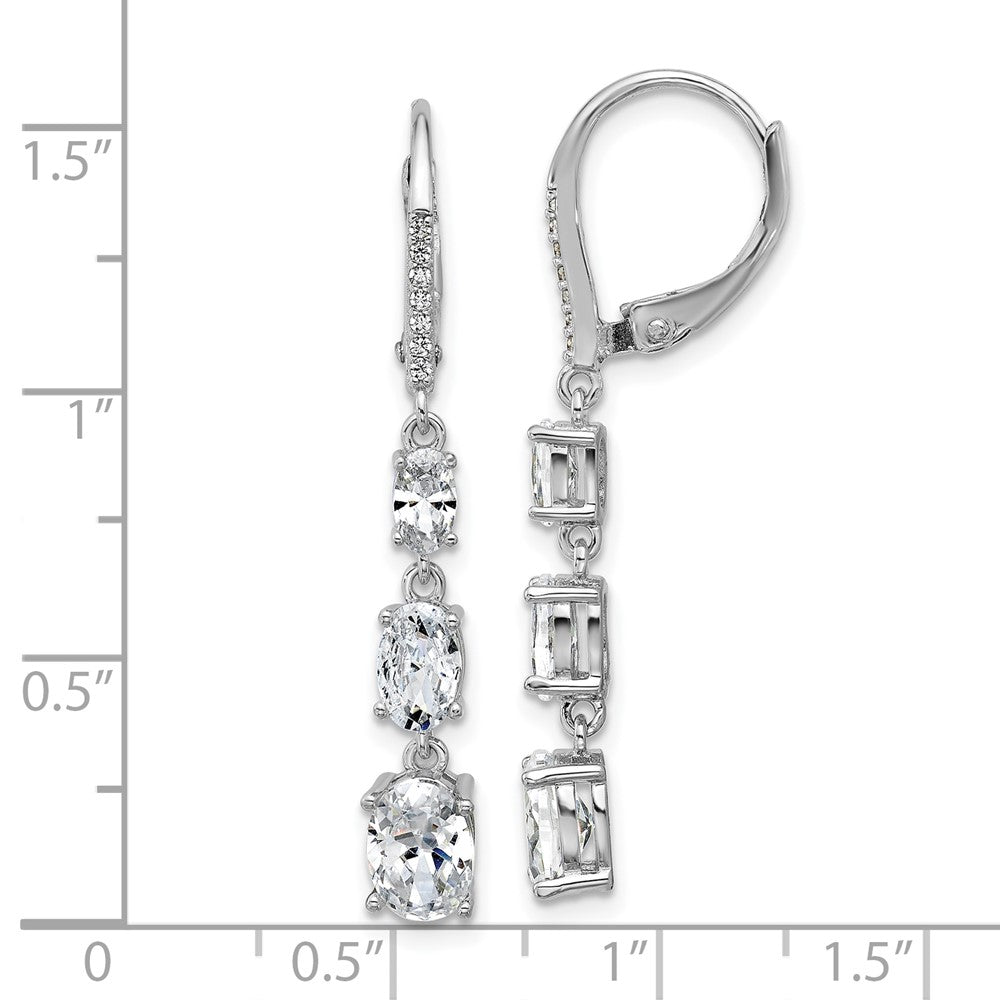 QCM1800 Cheryl M Sterling Silver Rhodium-plated Polished Triple Oval CZ Leverback Dangle Earrings