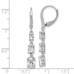 QCM1800 Cheryl M Sterling Silver Rhodium-plated Polished Triple Oval CZ Leverback Dangle Earrings