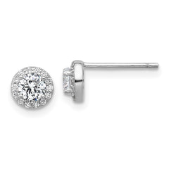 QCM1801 Cheryl M Sterling Silver Rhodium-plated Polished CZ Halo Post Earrings