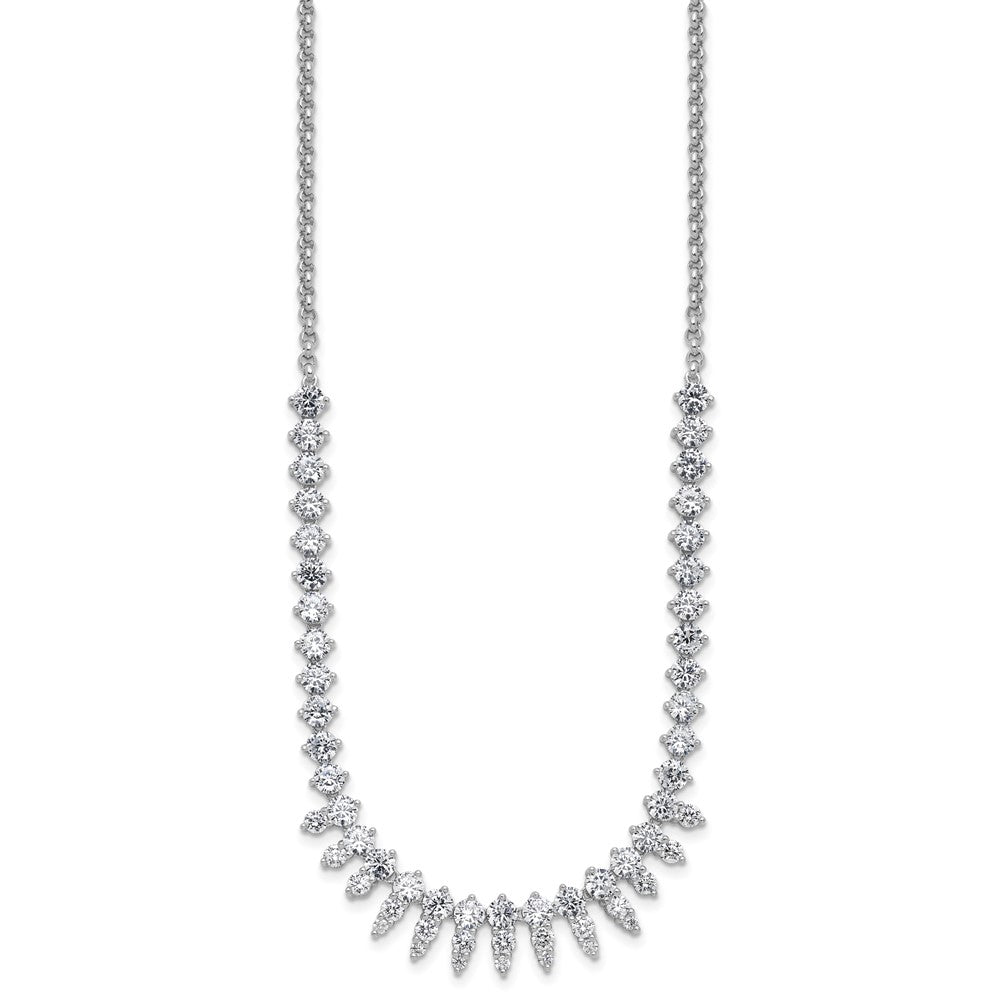 Cheryl M Sterling Silver Rhodium-plated Polished Fancy CZ Necklace QCM1802-18