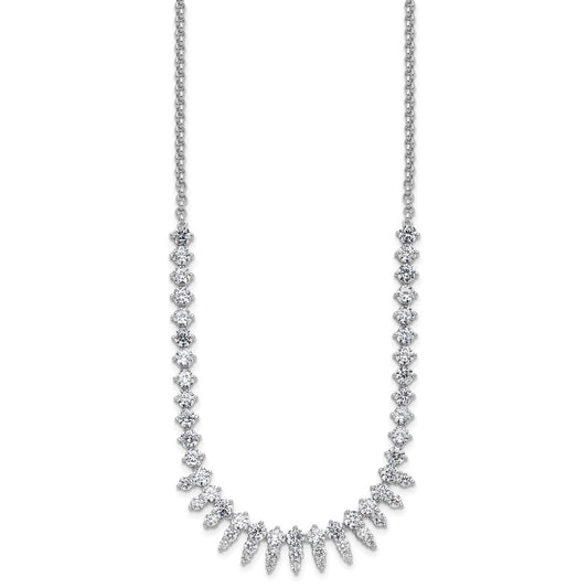 Cheryl M Sterling Silver Rhodium-plated Polished Fancy CZ Necklace QCM1802-18