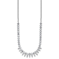 Cheryl M Sterling Silver Rhodium-plated Polished Fancy CZ Necklace QCM1802-18