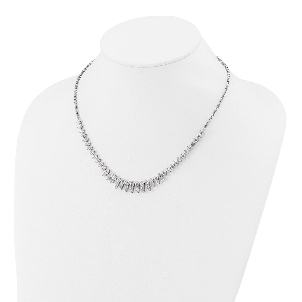 Cheryl M Sterling Silver Rhodium-plated Polished Fancy CZ Necklace QCM1802-18