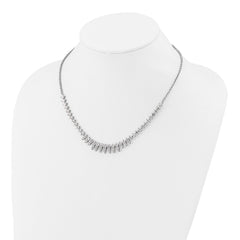 Cheryl M Sterling Silver Rhodium-plated Polished Fancy CZ Necklace QCM1802-18