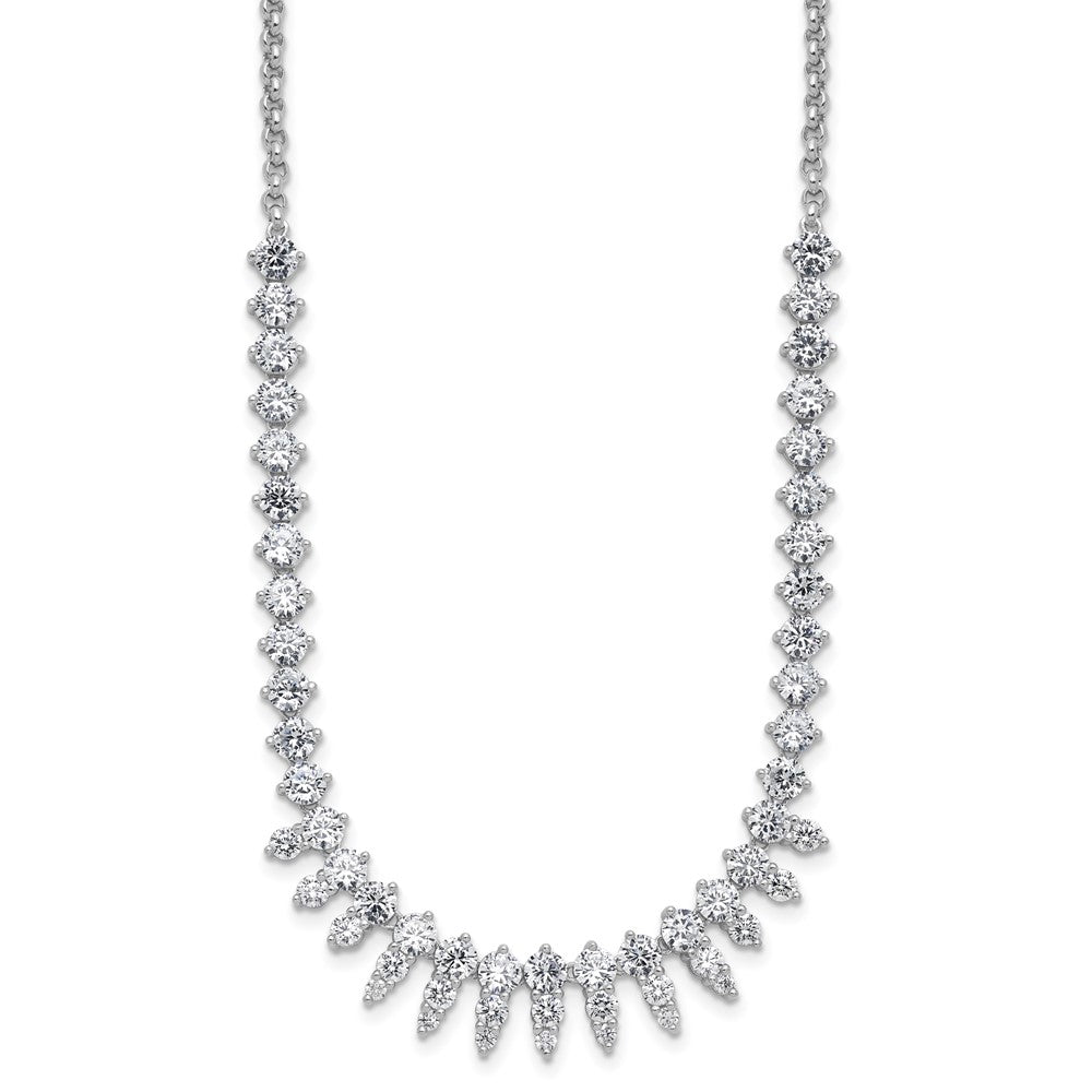 Cheryl M Sterling Silver Rhodium-plated Polished Fancy CZ Necklace QCM1802-18