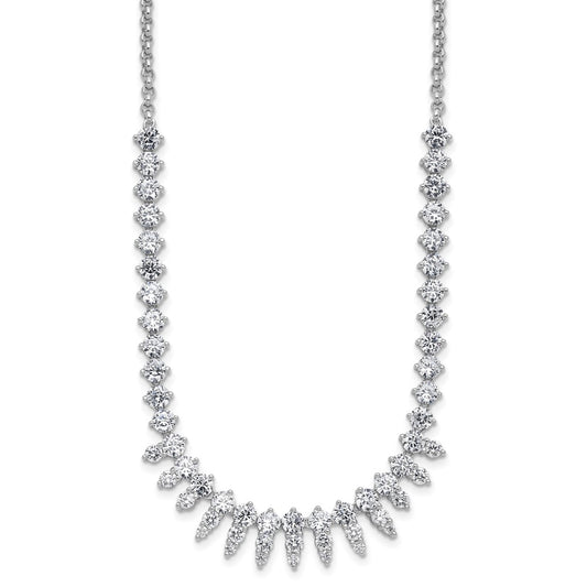Cheryl M Sterling Silver Rhodium-plated Polished Fancy CZ Necklace QCM1802-18