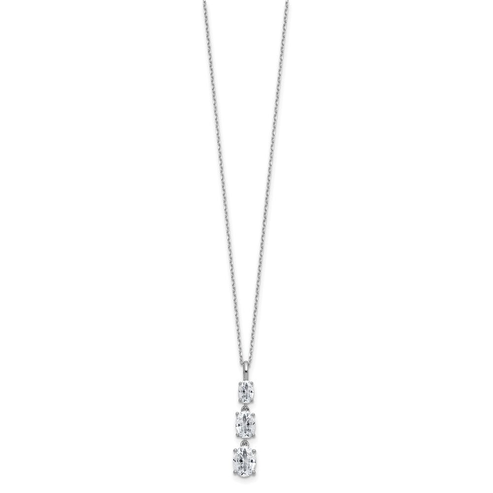 Cheryl M Sterling Silver Rhodium-plated Polished Graduated Triple Oval CZ Necklace QCM1803-18