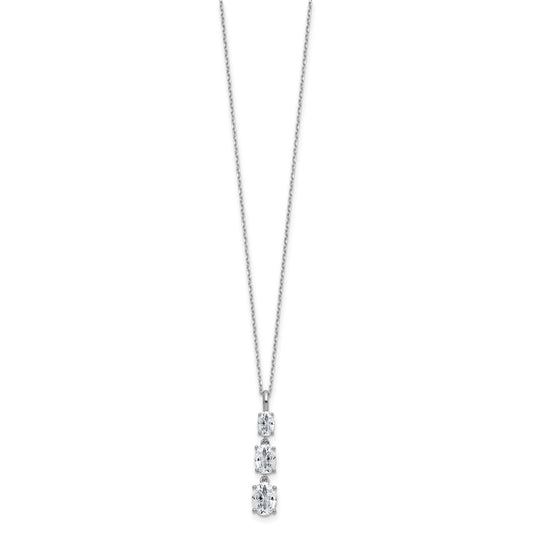 Cheryl M Sterling Silver Rhodium-plated Polished Graduated Triple Oval CZ Necklace QCM1803-18