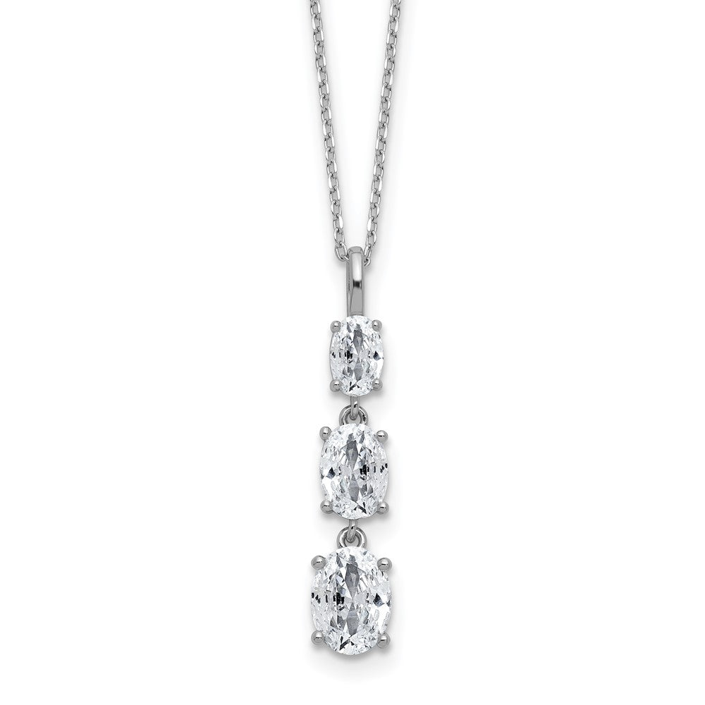 Cheryl M Sterling Silver Rhodium-plated Polished Graduated Triple Oval CZ Necklace QCM1803-18