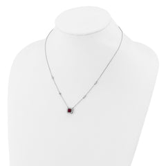 Cheryl M Sterling Silver Rhodium-plated Polished Fancy Lab Created Ruby and CZ Station Necklace QCM1805-18