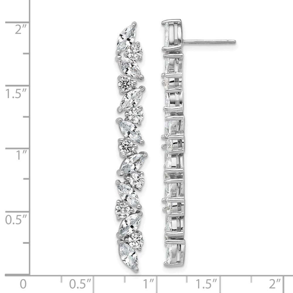 QCM1809 Cheryl M Sterling Silver Rhodium-plated Polished Fancy CZ Post Dangle Earrings