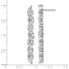 QCM1809 Cheryl M Sterling Silver Rhodium-plated Polished Fancy CZ Post Dangle Earrings