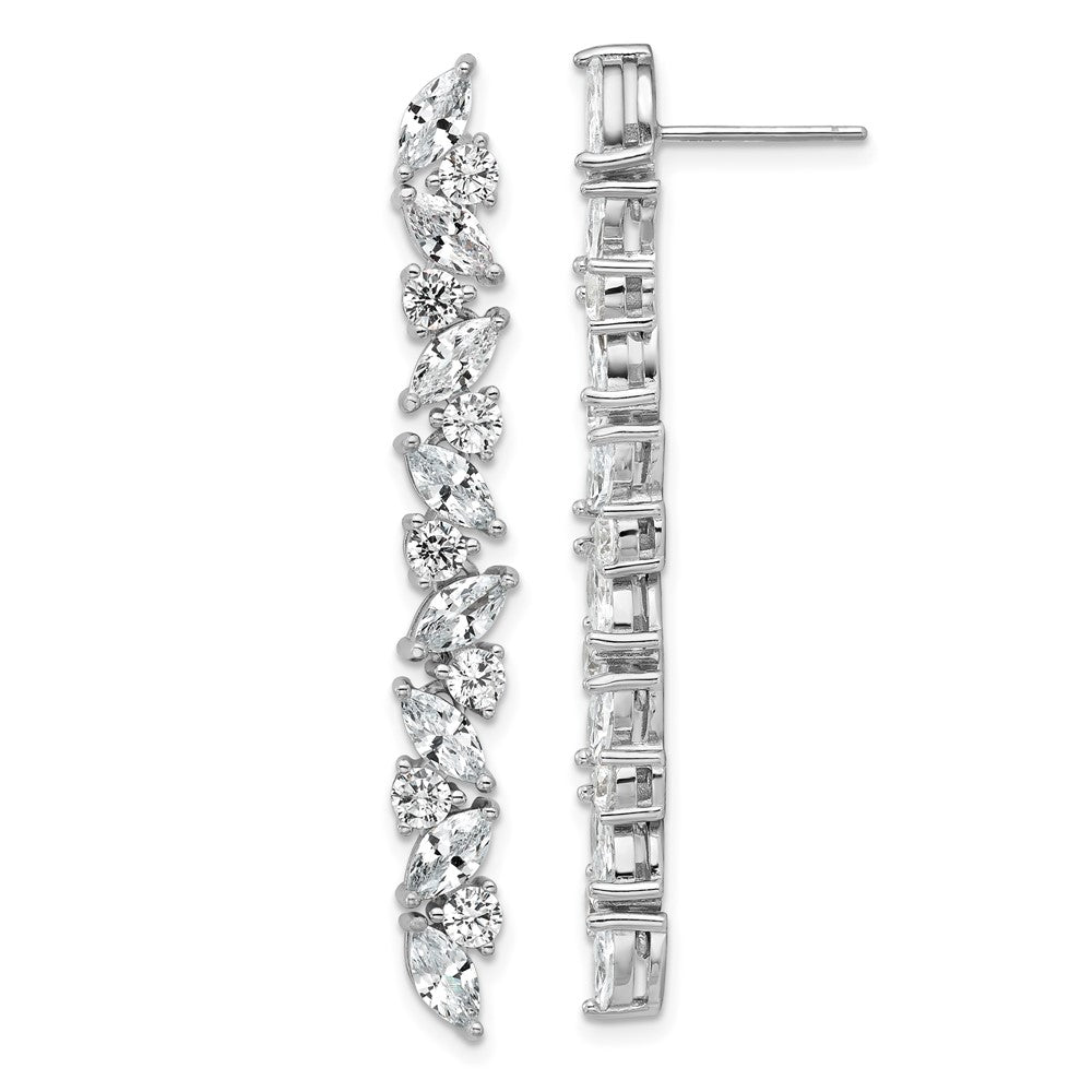 QCM1809 Cheryl M Sterling Silver Rhodium-plated Polished Fancy CZ Post Dangle Earrings