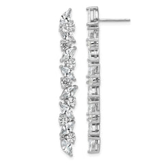 QCM1809 Cheryl M Sterling Silver Rhodium-plated Polished Fancy CZ Post Dangle Earrings