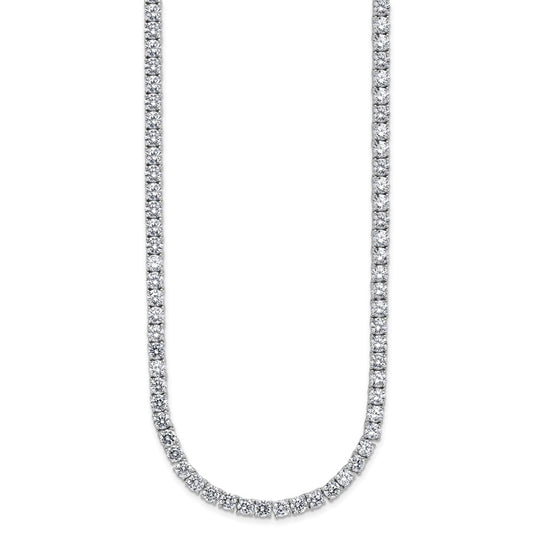 Cheryl M Sterling Silver Rhodium-plated Polished 4.00mm CZ with Safety Clasp Tennis NecklaceQCM1815