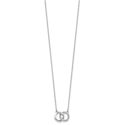 Cheryl M Sterling Silver Rhodium-plated Polished CZ Interlocking Ring Necklace QCM1816-18