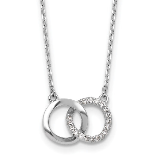 Cheryl M Sterling Silver Rhodium-plated Polished CZ Interlocking Ring Necklace QCM1816-18
