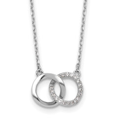 Cheryl M Sterling Silver Rhodium-plated Polished CZ Interlocking Ring Necklace QCM1816-18